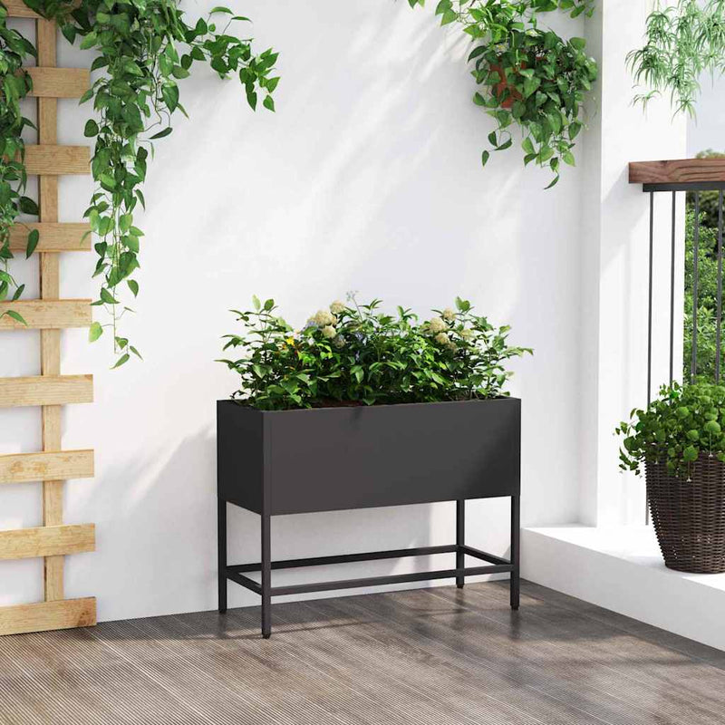 vidaXL Raised Garden Planter Black 60 x 26 x 45 cm Steel
