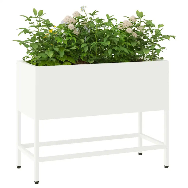 Raised Garden Planter White 60 x 26 x 48 cm Steel