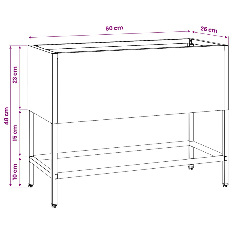 Raised Garden Planter White 60 x 26 x 48 cm Steel