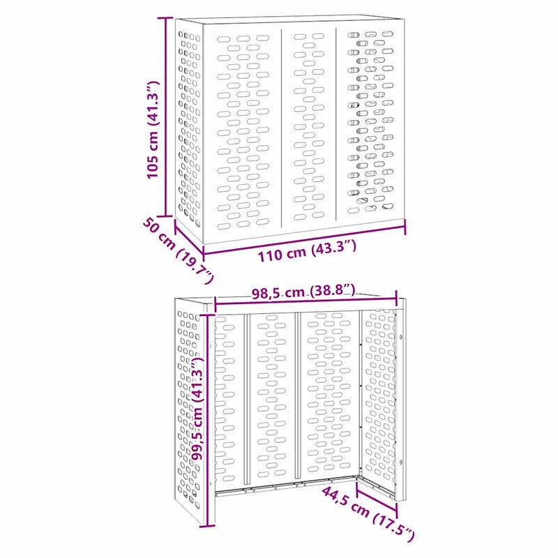 Air Conditioner Cover Black 110 x 50 x 105 cm Steel