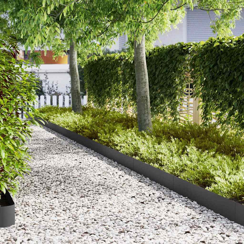 vidaXL Lawn Edging 30 pcs Black 100 x 0.05 x 20 cm Cold Rolled Steel