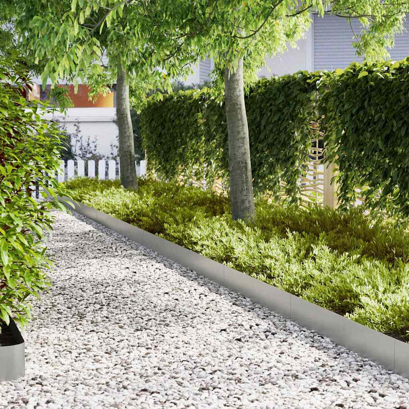 vidaXL Lawn Edging 20 pcs Silver 100 x 0.05 x 20 cm Galvanised Steel