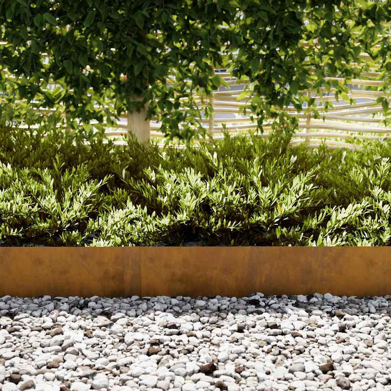 vidaXL Lawn Edging 10 pcs Brown 100 x 0.05 x 20 cm Weather Steel