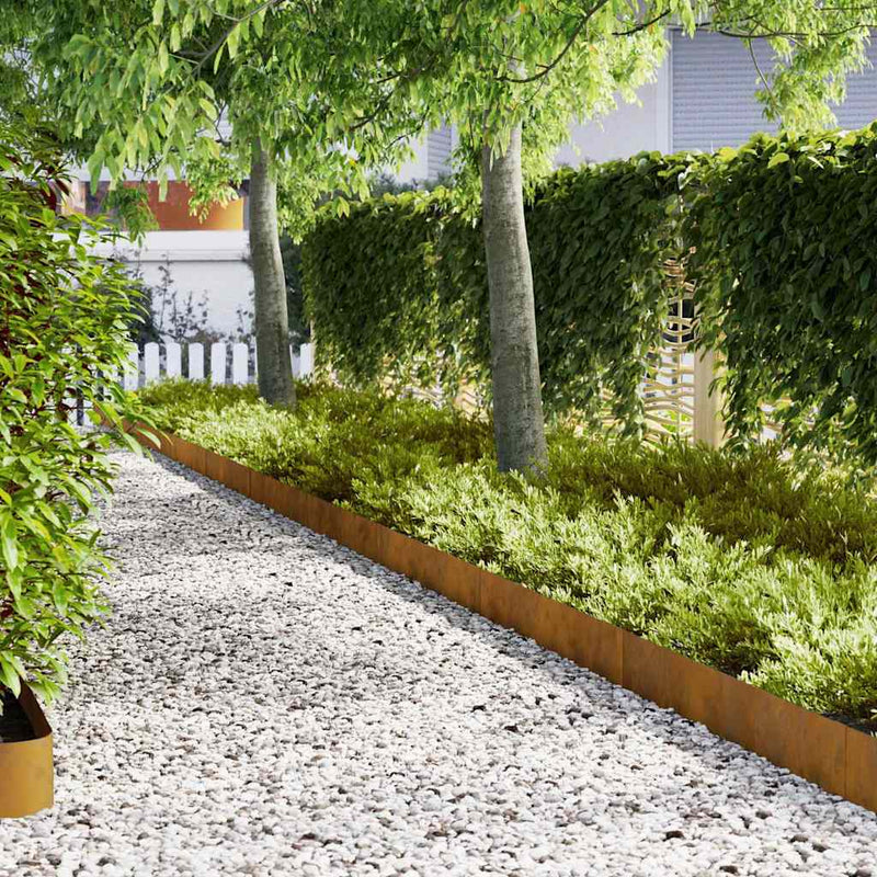 vidaXL Lawn Edging 20 pcs Brown 100 x 0.05 x 20 cm Weather Steel