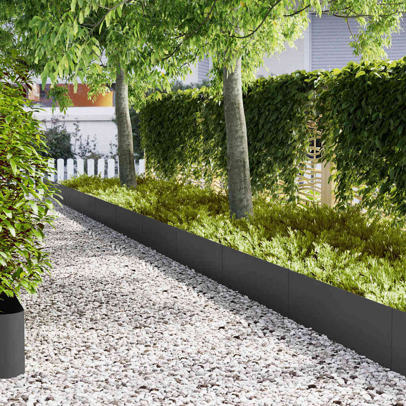 vidaXL Lawn Edging 20 pcs Black 100 x 0.05 x 20 cm Cold Rolled Steel
