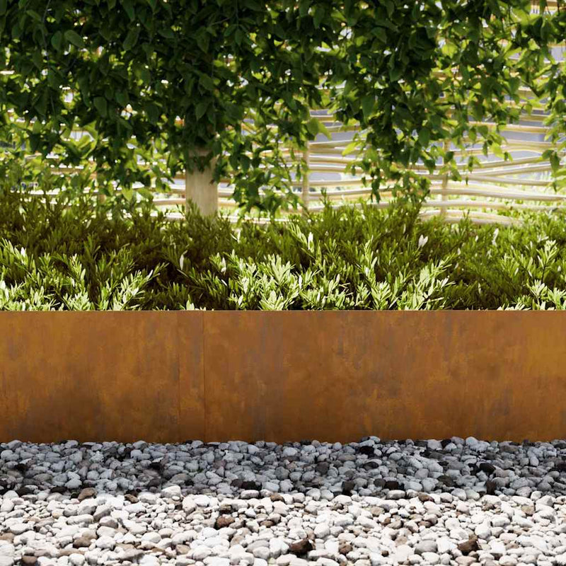 vidaXL Lawn Edging 20 pcs Brown 100 x 0.05 x 20 cm Weather Steel
