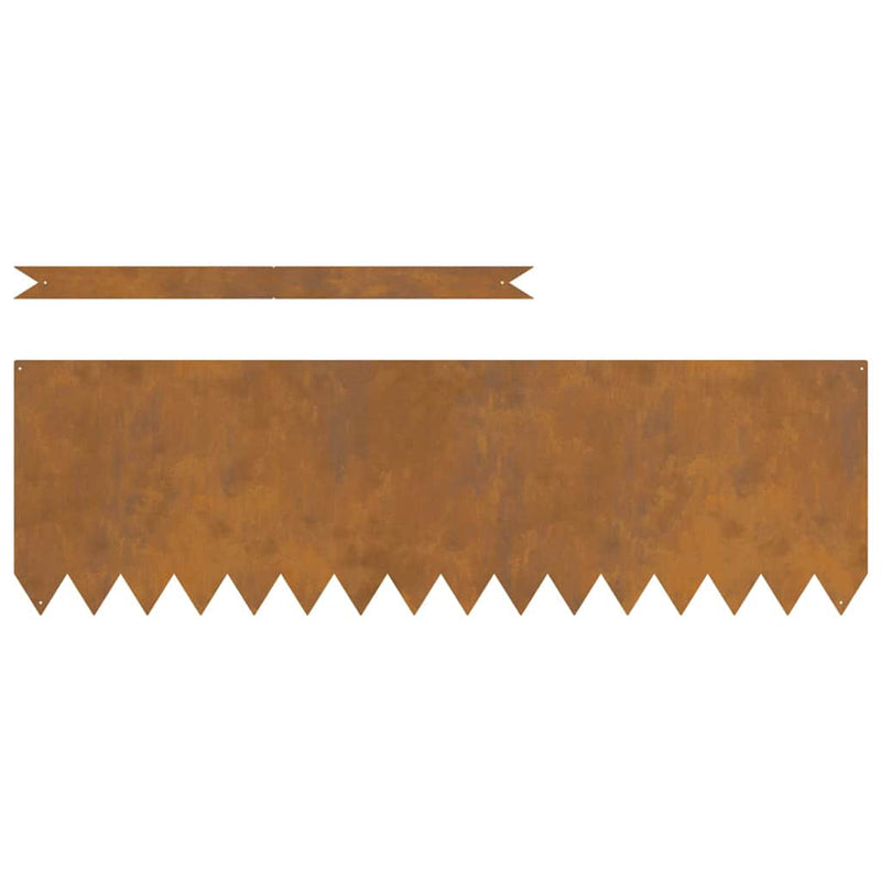 vidaXL Lawn Edging 20 pcs Brown 100 x 0.05 x 20 cm Weather Steel