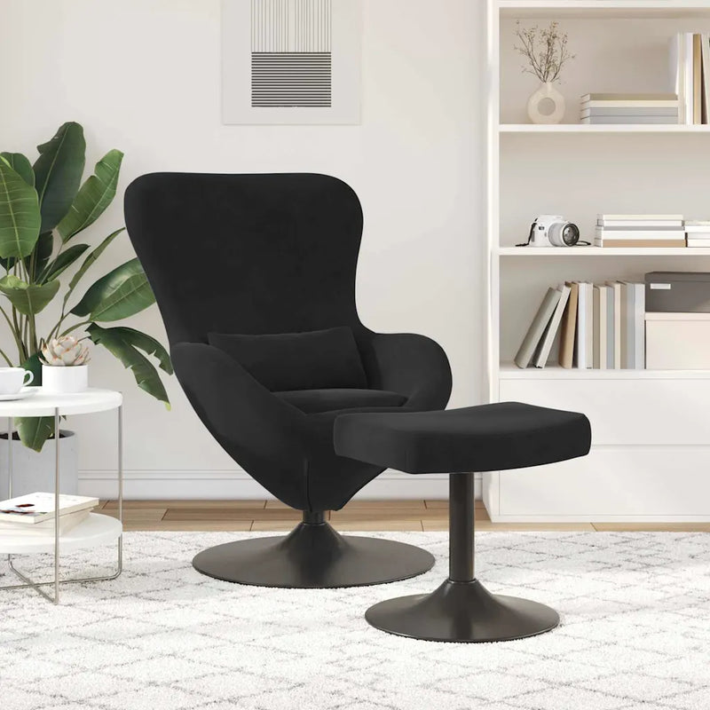 Egg Chair with Footstool Black Velvet