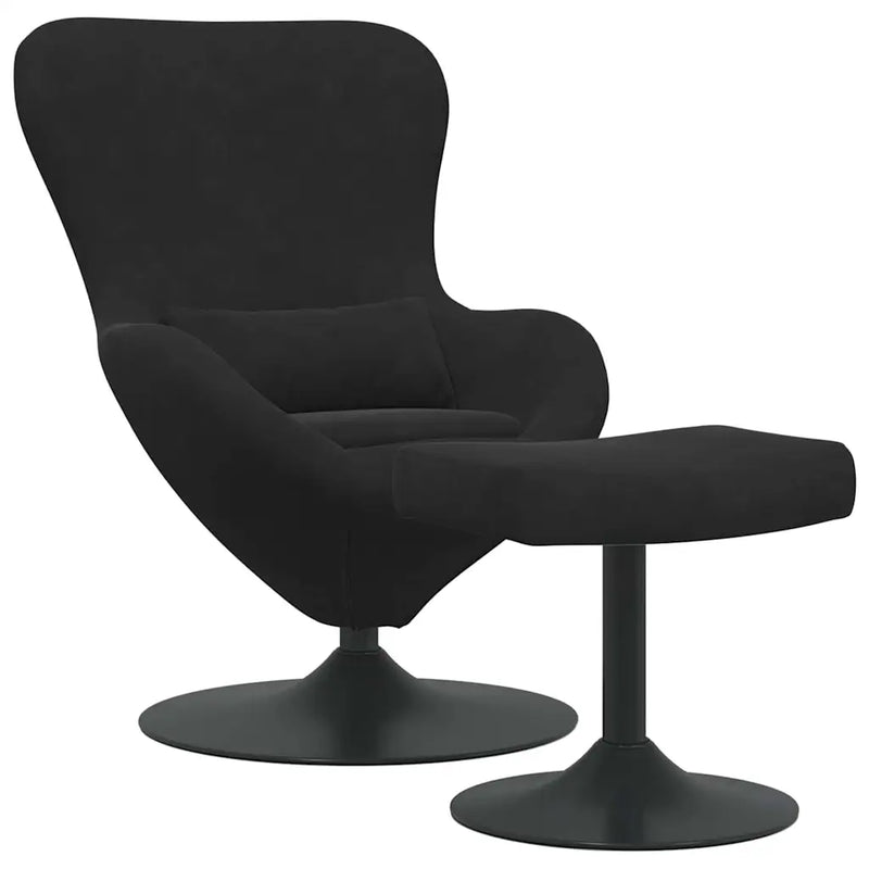 Egg Chair with Footstool Black Velvet