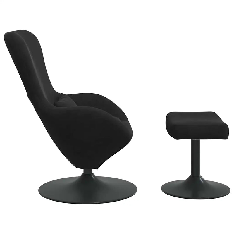 Egg Chair with Footstool Black Velvet