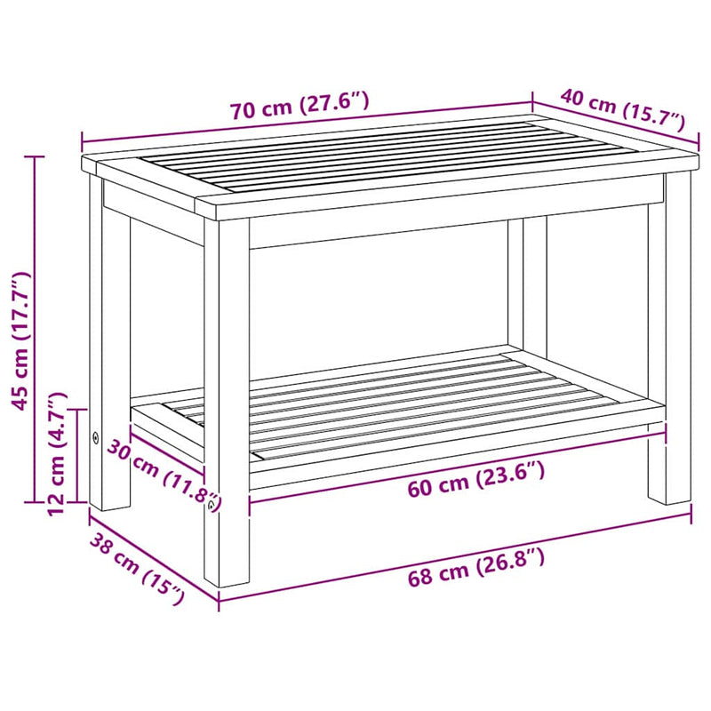 vidaXL Side Table Brown 70 x 40 x 45 cm Solid Acacia Wood