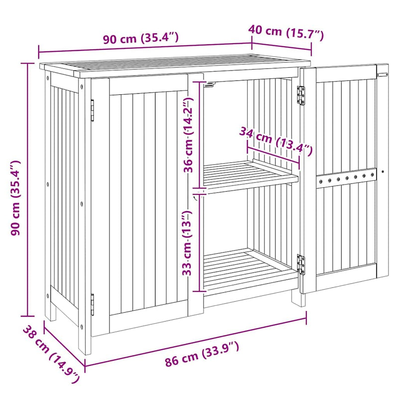vidaXL Garden Cabinet with Shelf with Door Natural Solid Acacia Wood