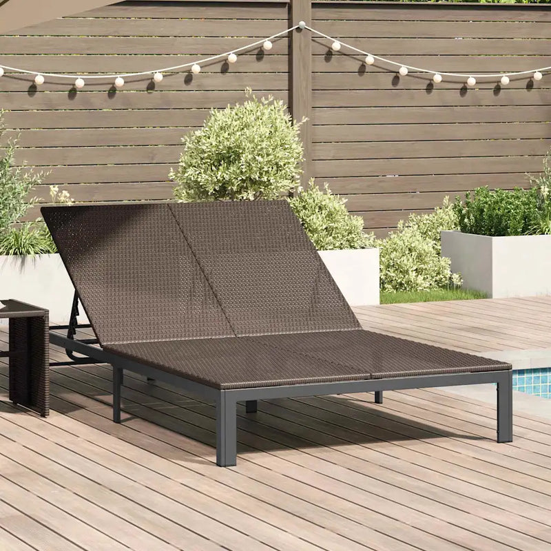 Sunbed Brown 206 x 115 x 75 cm Poly Rattan