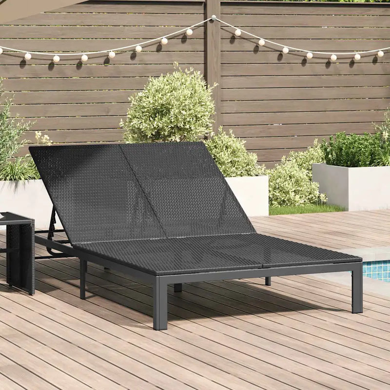 Sunbed Black 206 x 115 x 75 cm Poly Rattan