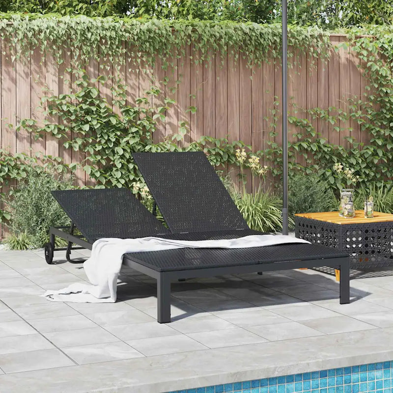 Sunbed Black 206 x 115 x 75 cm Poly Rattan