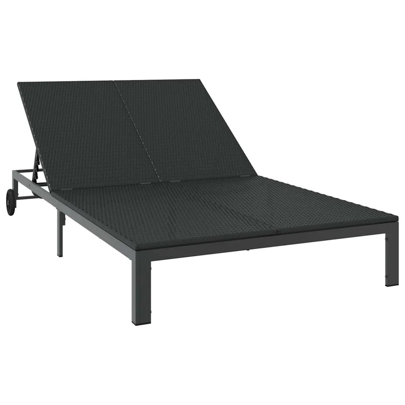 Sunbed Black 206 x 115 x 75 cm Poly Rattan