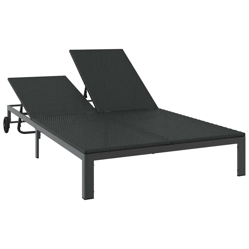 Sunbed Black 206 x 115 x 75 cm Poly Rattan