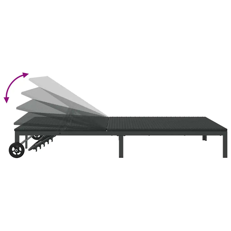 Sunbed Black 206 x 115 x 75 cm Poly Rattan
