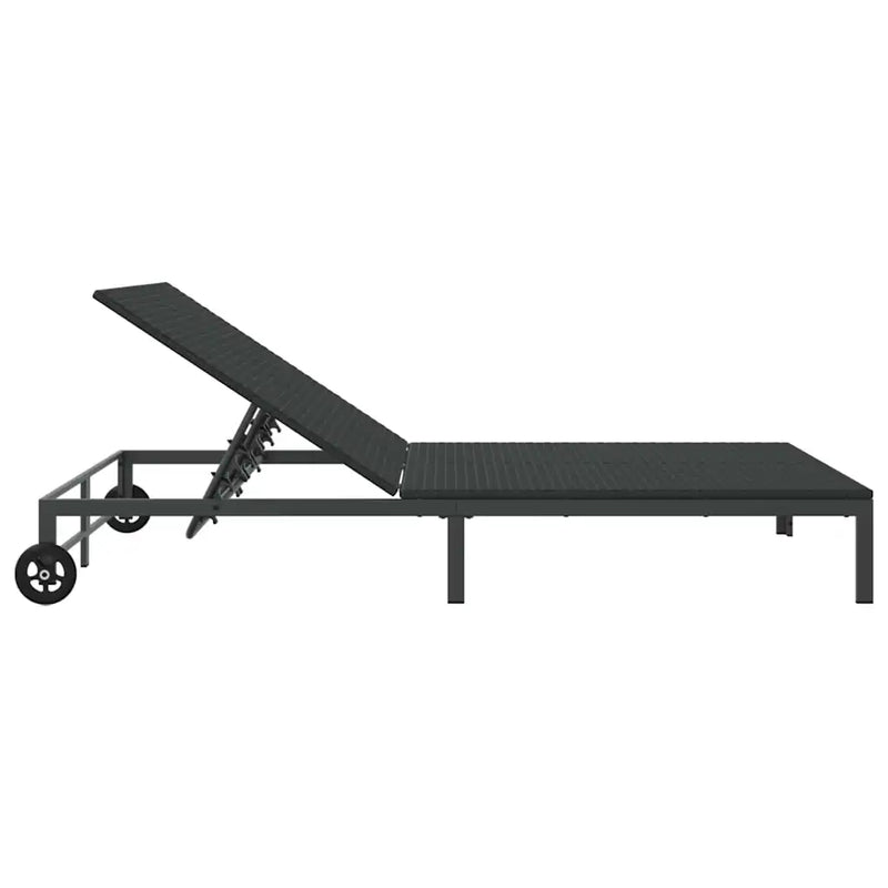 Sunbed Black 206 x 115 x 75 cm Poly Rattan