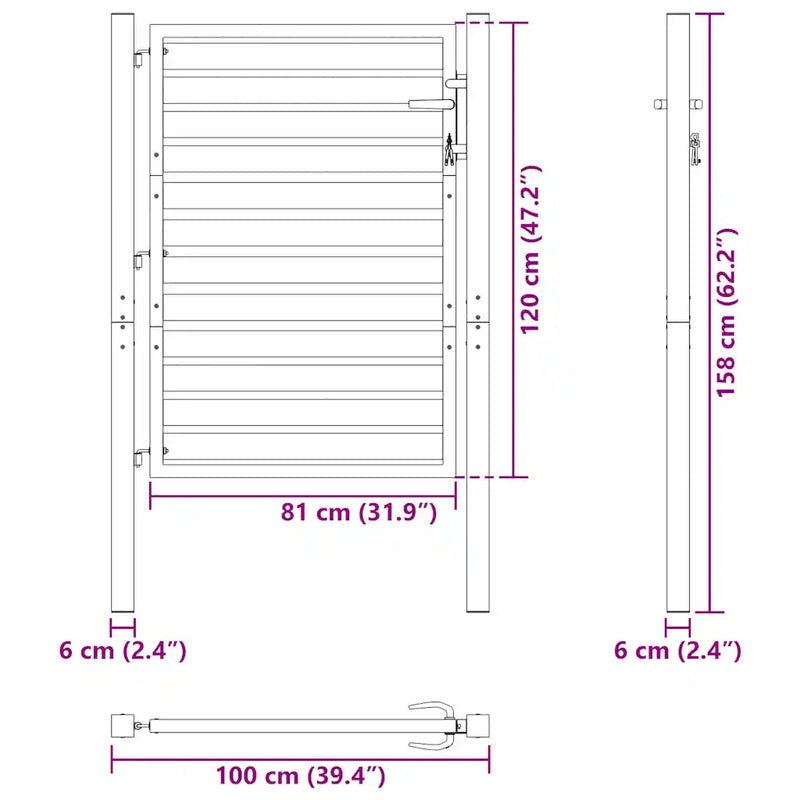 Garden Gate Lockable Black 100x120 cm Aluminium