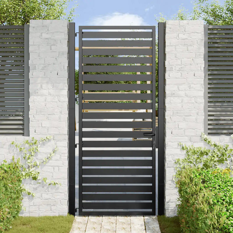 Garden Gate Lockable Black 100x200 cm Aluminium