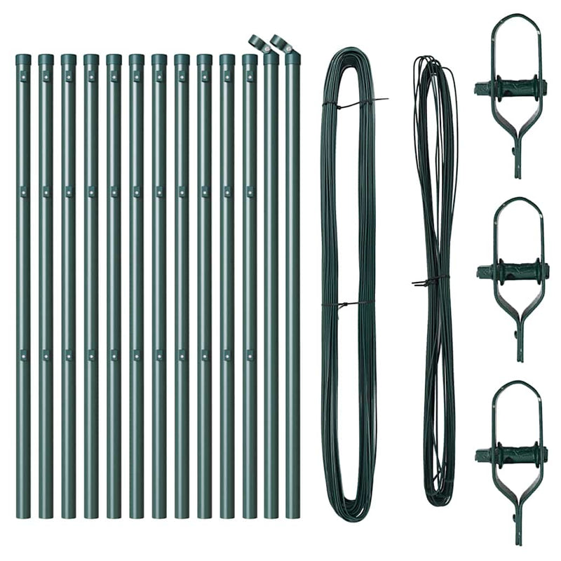 vidaXL Fence Post 13 pcs Green Steel