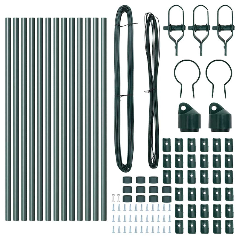 vidaXL Fence Post 13 pcs Green Steel
