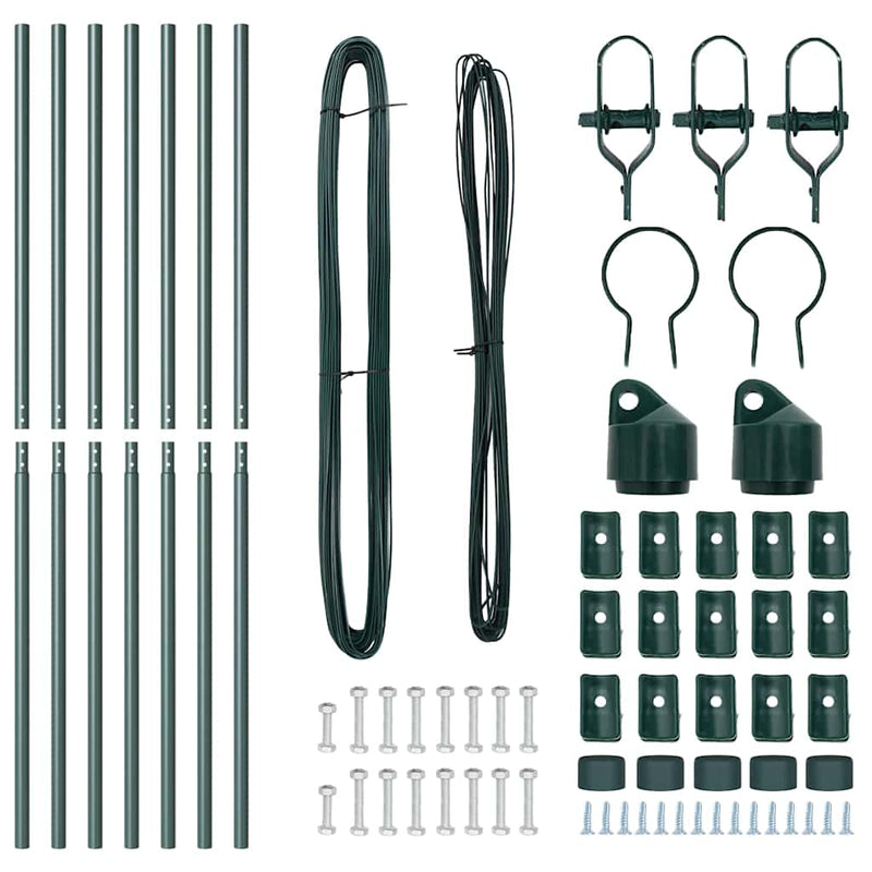 vidaXL Fence Post 7 pcs Green Steel