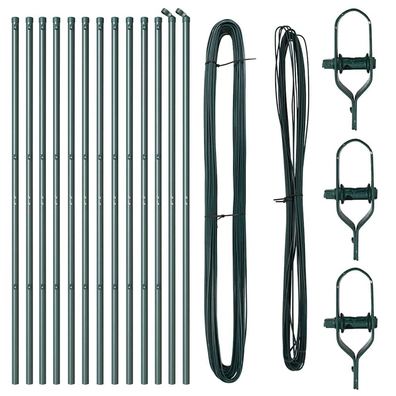 vidaXL Fence Post 13 pcs Green Steel
