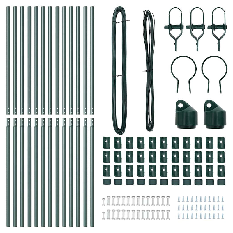 vidaXL Fence Post 13 pcs Green Steel