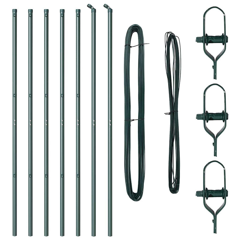 vidaXL Fence Post 7 pcs Green Steel