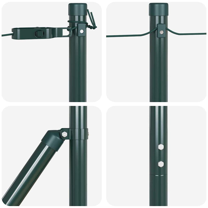 vidaXL Fence Post 13 pcs Green Steel