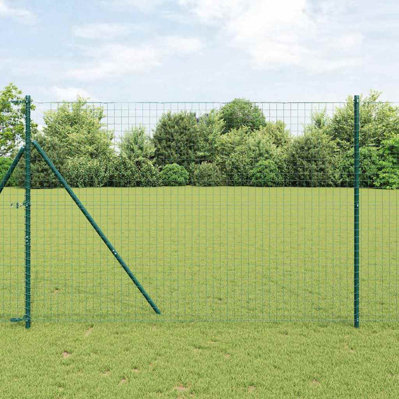 vidaXL Fence Post 7 pcs Green Steel