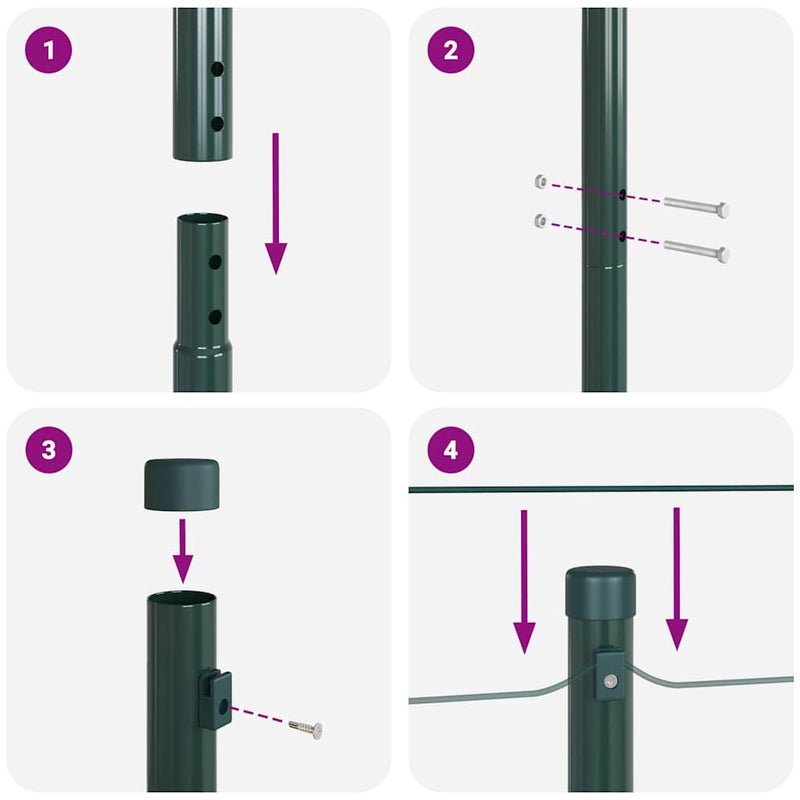 vidaXL Fence Post 13 pcs Green Steel