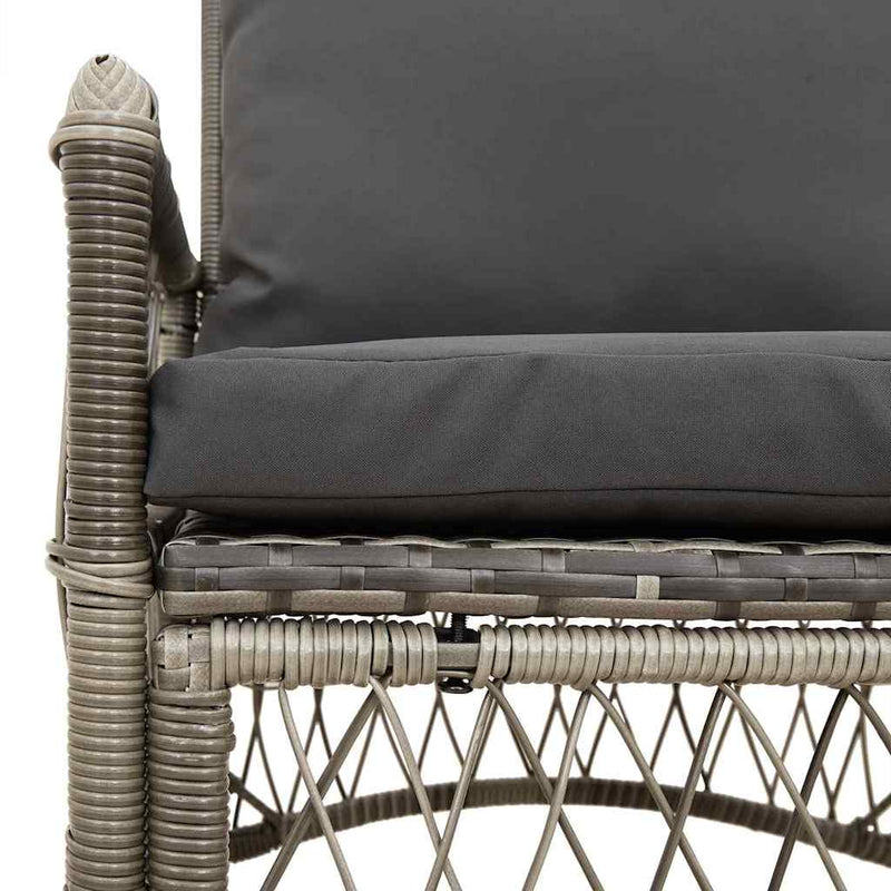 vidaXL Garden Chair with Cushion Grey 73 x 61 x 77 cm Poly Rattan