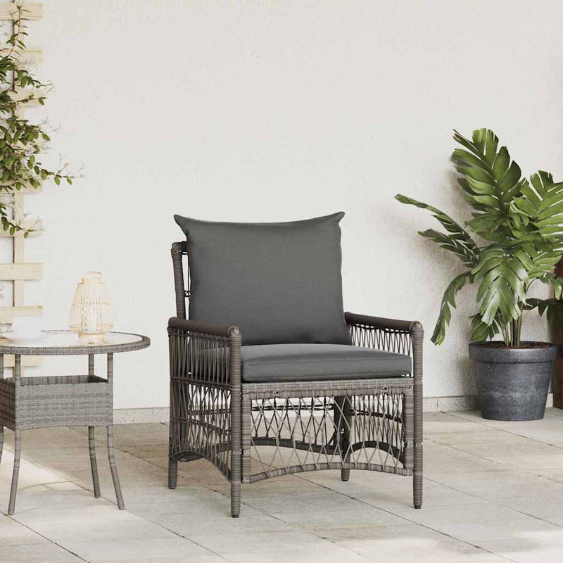 vidaXL Garden Chair with Cushion Grey 73 x 61 x 77 cm Poly Rattan