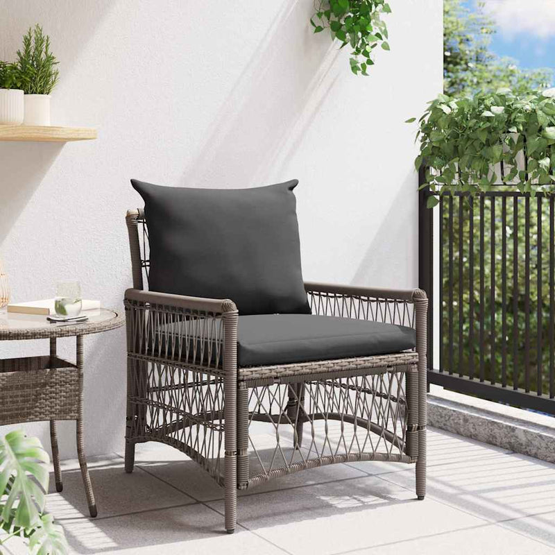 vidaXL Garden Chair with Cushion Grey 73 x 61 x 77 cm Poly Rattan