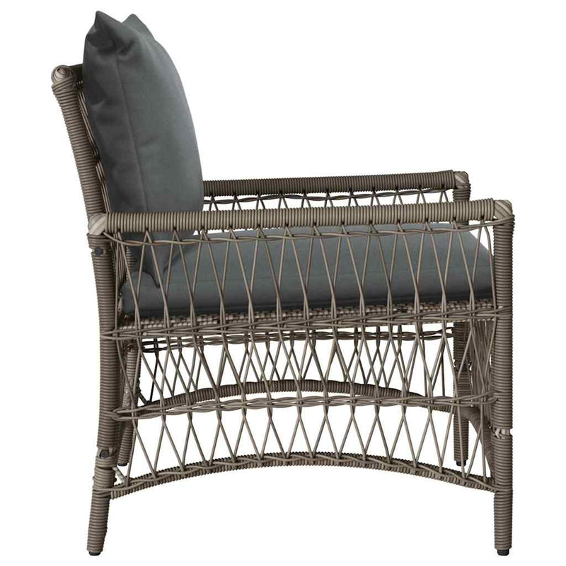 vidaXL Garden Chair with Cushion Grey 73 x 61 x 77 cm Poly Rattan