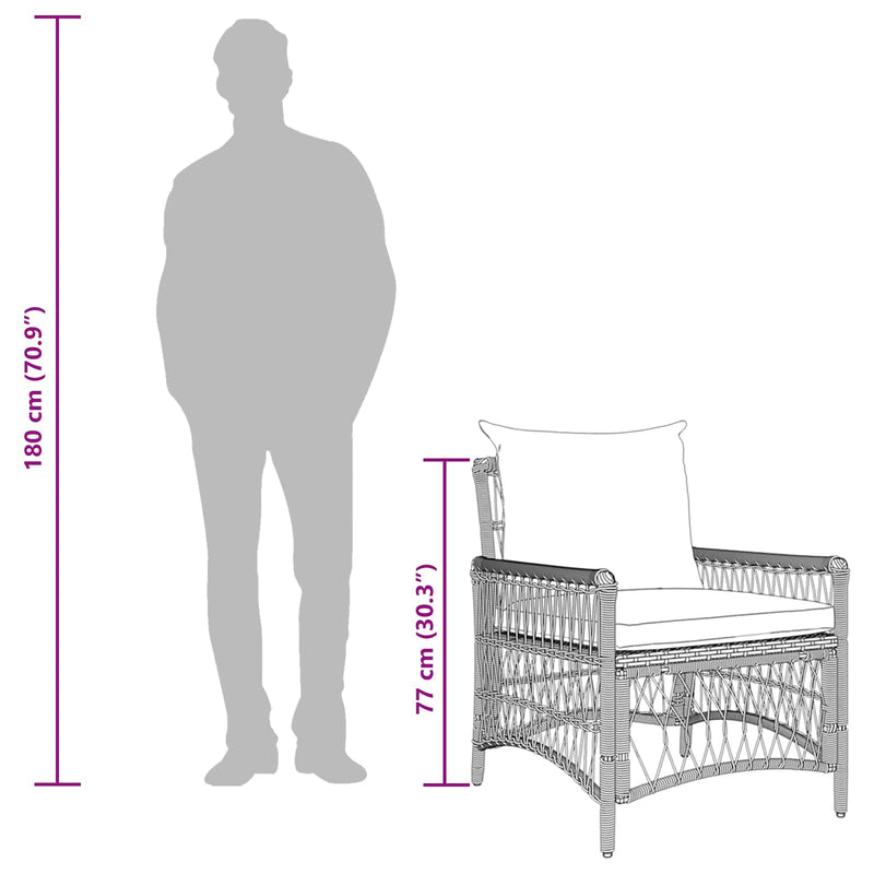 vidaXL Garden Chair with Cushion Grey 73 x 61 x 77 cm Poly Rattan