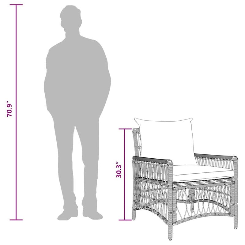 vidaXL Garden Chair with Cushion Grey 73 x 61 x 77 cm Poly Rattan
