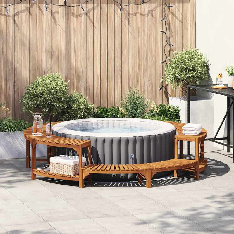 vidaXL Hot Tub Surround Brown Ø255 x 55,5 cm Solid Acacia Wood