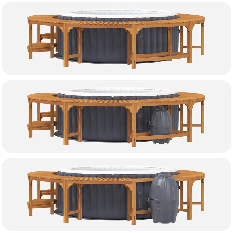 vidaXL Hot Tub Surround Brown Ø275 x 55,5 cm Solid Acacia Wood