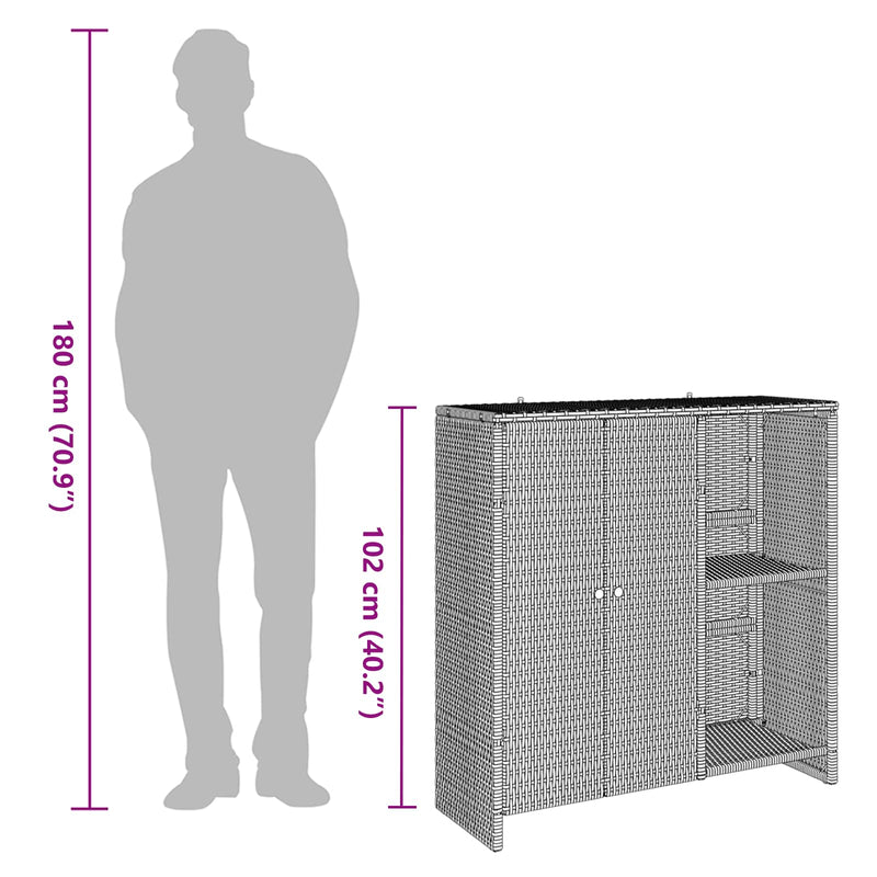 vidaXL Storage Cabinet with Shelf Brown 100 x 36 x 102 cm Rattan