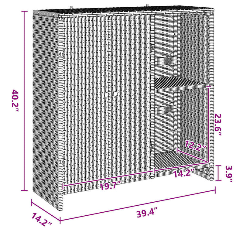 vidaXL Storage Cabinet with Shelf Brown 100 x 36 x 102 cm Rattan
