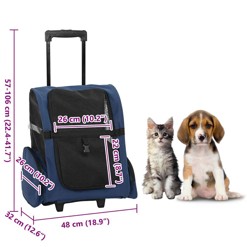 Pet Trolley 3-in-1 Design Blue 48x32x(57-106) cm Oxford Fabric