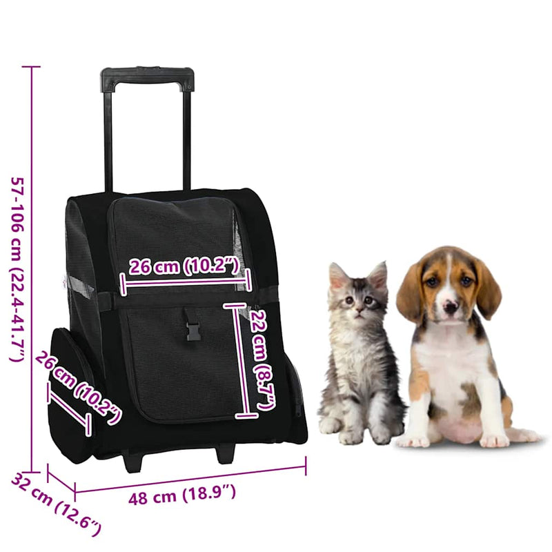 Pet Trolley 3-in-1 Design Black 48x32x(57-106) cm Oxford Fabric