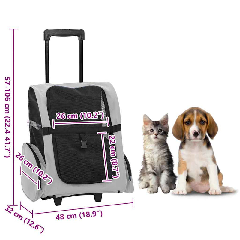 Pet Trolley 3-in-1 Design Grey 48x32x(57-106) cm Oxford Fabric