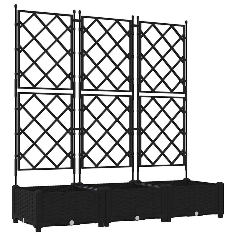 vidaXL Garden Planter 3 pcs Black 120 x 40 x 125,5 cm Steel