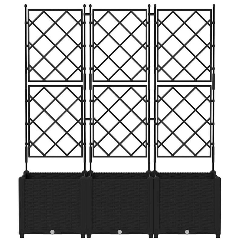 vidaXL Garden Planter with Trellis 3 pcs Black 120 x 40 x 143 cm PP