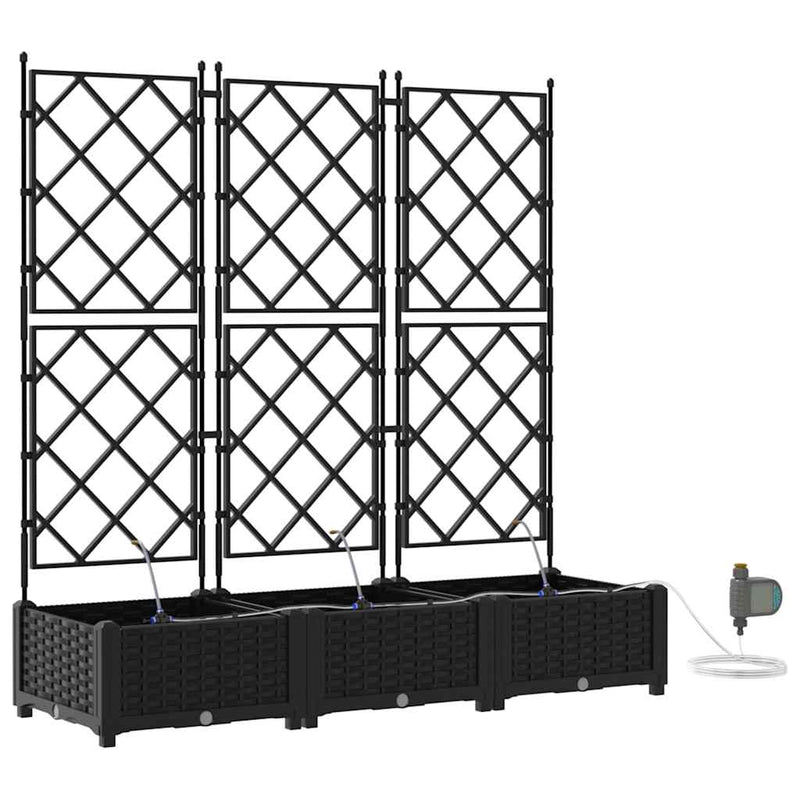vidaXL Garden Planter 3 pcs Black Steel